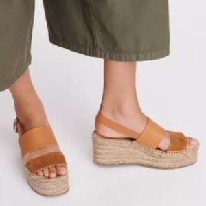 Rag & Bone Edie Leather Slingback Platform Sandals Brown Womens size 9.5